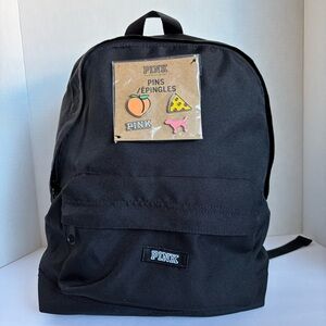 NWT PINK Victoria's Secret Limited Edition Backpack with Fun Pin Set. Black